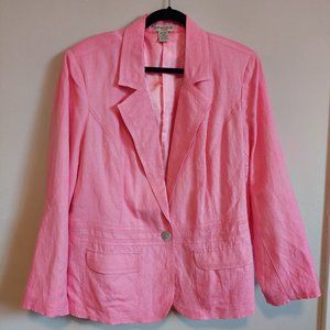 Notations PINK LINEN BLAZER WITH SINGLE BUTTON - 1X